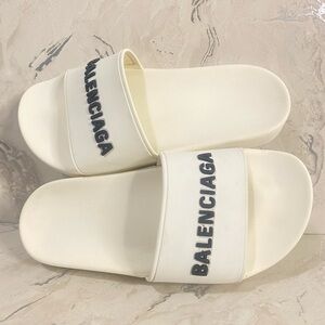 Balenciaga White Pool Slides